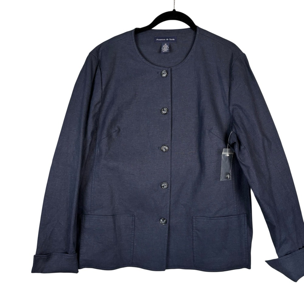 Preston & York Womens Linen Blend Jacket NWOT Navy Size 18‎